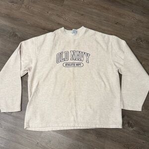 Old Navy Cream Collegiate Logo Crewneck Sweatshirt